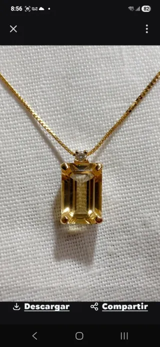 Colgante Oro 18k Citrino y Diamante