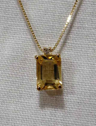 Colgante Oro 18k Citrino y Diamante