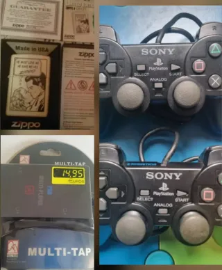 Zippo originale + 2 controller PS2 + MultiTap