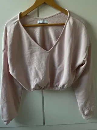 Sudadera crop top rosa
