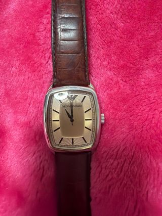 Reloj Emporio Armani Cuero Marrón y Plata