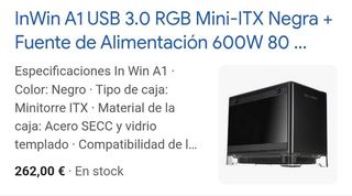 Torre PC InWin A1 Mini-ITX Negra USB 3.0 RGB