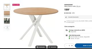 Mesa comedor redonda madera y metal
