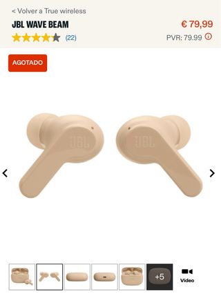 Auriculares JBL Wave Beam Beige/Rosa