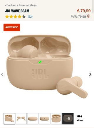 Auriculares JBL Wave Beam Beige/Rosa