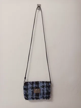 Bandolera Furla Tweed Azul y Negro