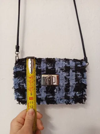 Bandolera Furla Tweed Azul y Negro
