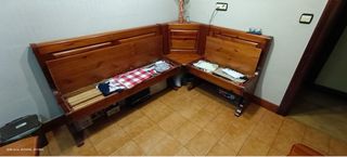 Conjunto mesa y banco madera maciza