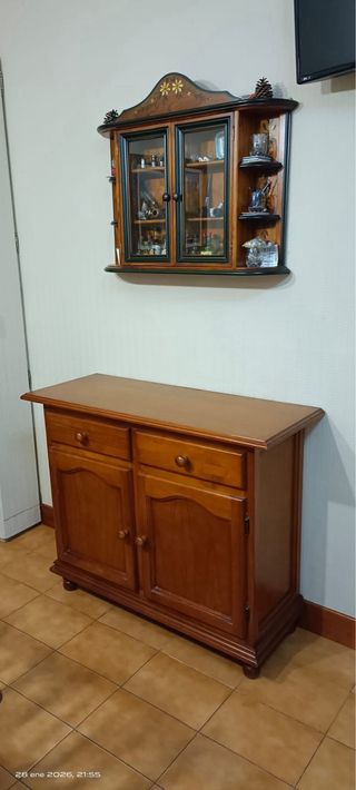 Conjunto mesa y banco madera maciza