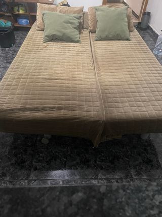 Sofá Cama Beige y Verde