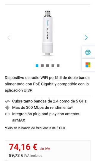 Punto de acceso Ubiquiti B-DB-AC Wi-Fi AC PoE 300Mbps