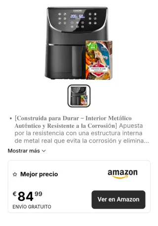 Cosori Freidora de Aire 5.7L Negra