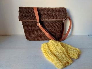 Bolso crochet bandolera marrón