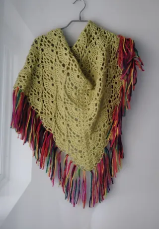 Chal de lana tejido multicolor