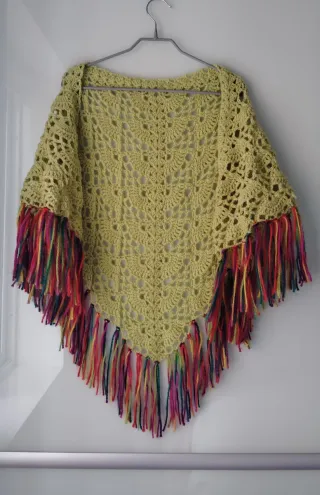 Chal de lana tejido multicolor