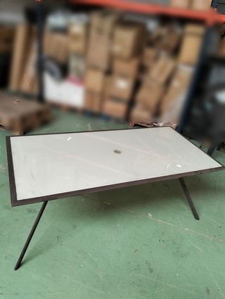 Mesa Acero Cristal Chillvert Palermo 180 x 90 x 73