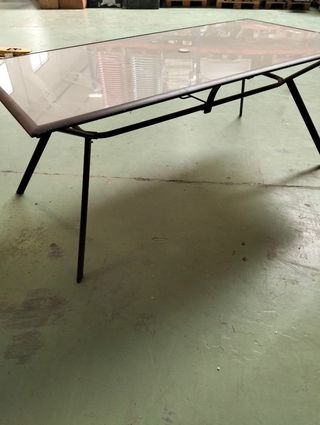 Mesa Acero Cristal Chillvert Palermo 180 x 90 x 73