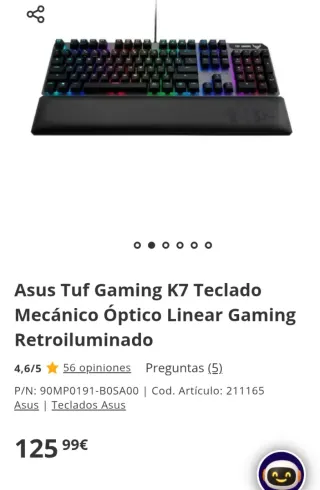 Asus TUF Gaming K7 Teclado Mecánico Óptico