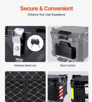 Baúl Moto Negro Vevor 45L