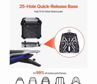 Baúl Moto Negro Vevor 45L