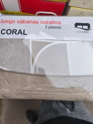 Juego Sábanas Coralina Azul y Gris