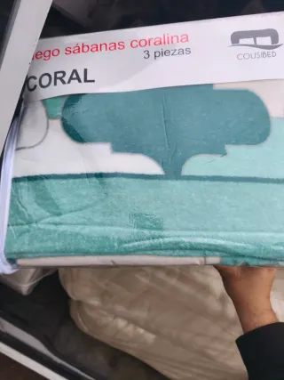 Juego Sábanas Coralina Azul y Gris