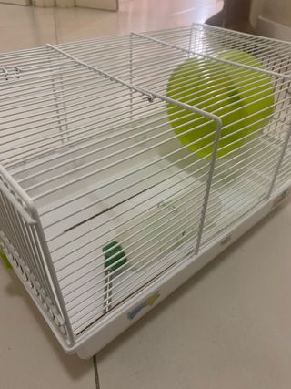 Jaula para hámster blanca y verde