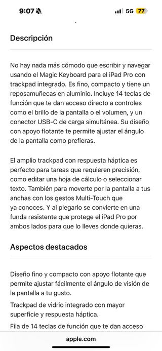 TECLADO MAGIC KEYBOARD PARA IPAD PRO M5.