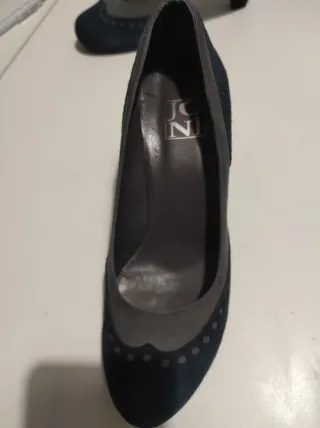 Zapatos de tacón azul y gris talla 38