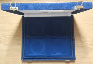 2 Estuches Expositor Monedas Azul