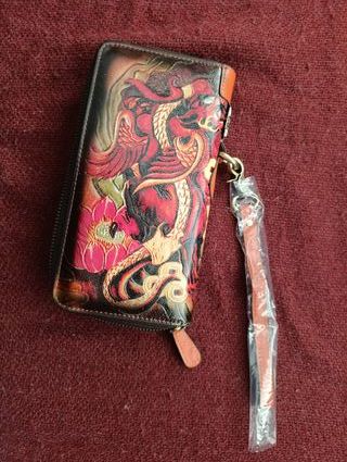 Cartera Cuero Relieve León Oriental Nueva