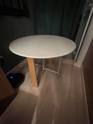 Mesa redonda blanca plegable 1 metro diámetro