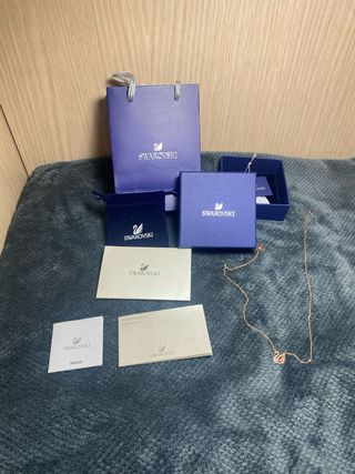 Collar Cisne Swarovski Rosa Dorado