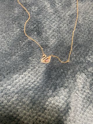 Collar Cisne Swarovski Rosa Dorado