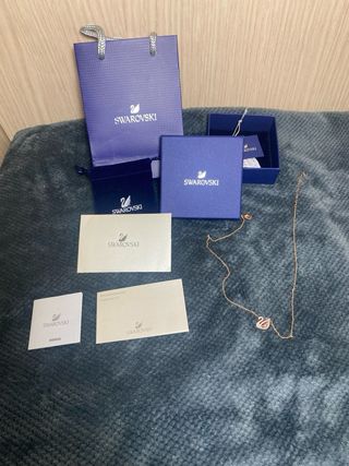 Collar Cisne Swarovski Rosa Dorado