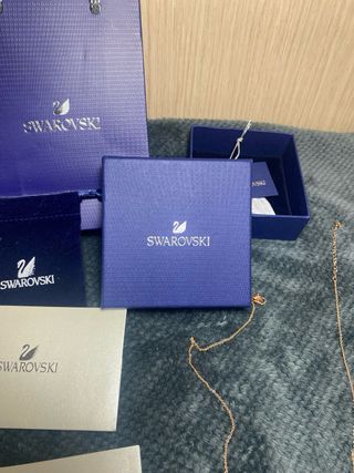 Collar Cisne Swarovski Rosa Dorado