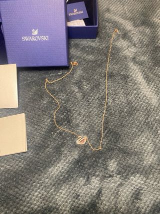 Collar Cisne Swarovski Rosa Dorado