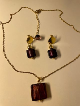 Conjunto cristal Murano azul, morado o turquesa