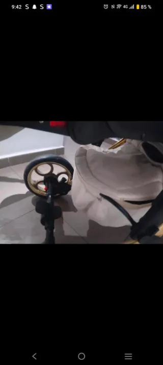 Carro bebe dorado TORAL,con silla de paseo y capaz