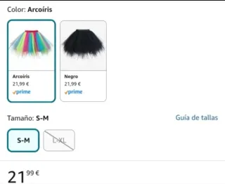 Falda Tutú Disfraz Arcoíris Talla L/XL