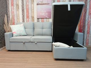 Sofá Cama Chaise Longue Pau, Tela Gris*. OFERTA!