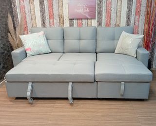 Sofá Cama Chaise Longue Pau, Tela Gris*. OFERTA!