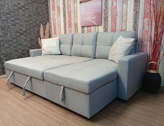 Sofá Cama Chaise Longue Pau, Tela Gris*. OFERTA!