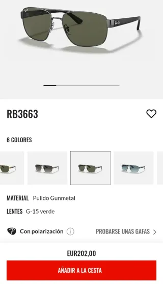 Gafas Ray-Ban Aviador Gunmetal Polarizadas