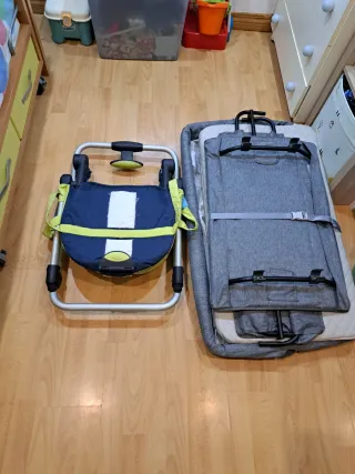 Cuna de colecho para bebé y balancín gris