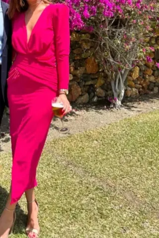 Vestido invitada rosa fucsia Talla S