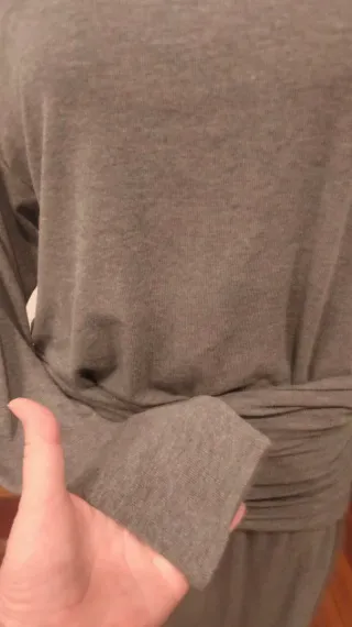 Vestido largo de punto gris talla única