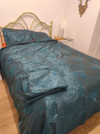 Funda Edredón Matrimonio Satinado Teal