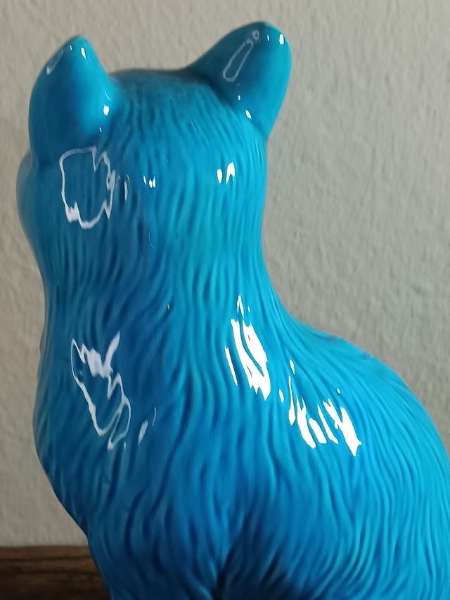Gato Vintage Azul Cerámica