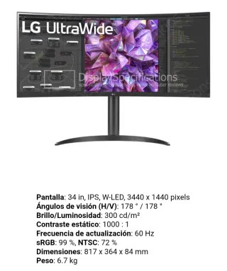 Monitor LG 34WQ75C UltraWide Curvo